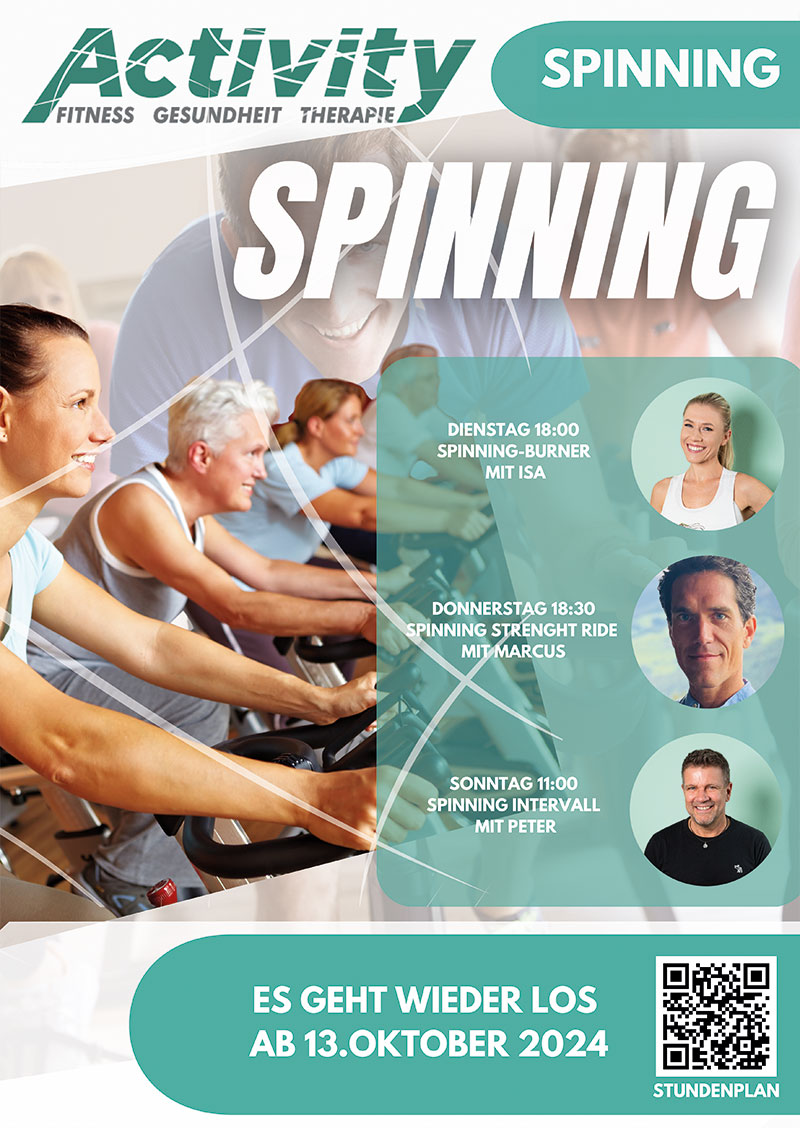 3 mal Spinning im Programm ab 13. Oktober